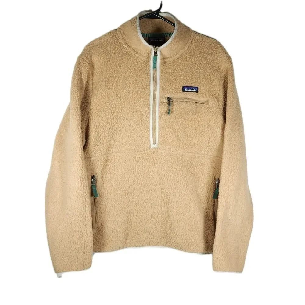 Patagonia Women's Retro Pile Marsupial Large Brown 1/2 Zip Fleece Pullover
